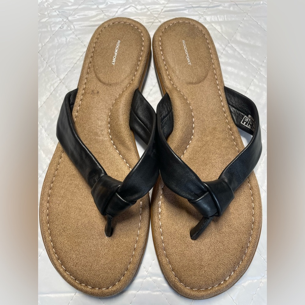 NWOT Rockport Black Leather Sandals Womens - Picture 7 of 12